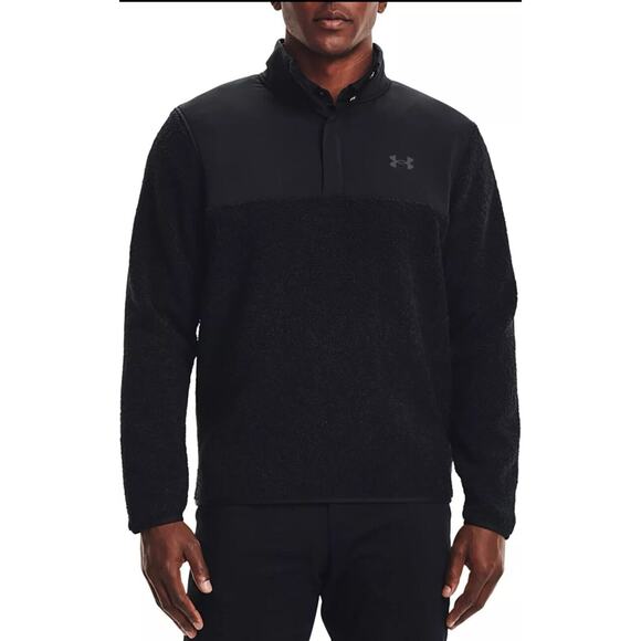 Under Armour Golf Sweater Pullover Mens XL Hybrid Snap Button Mock Neck 1/4 Logo